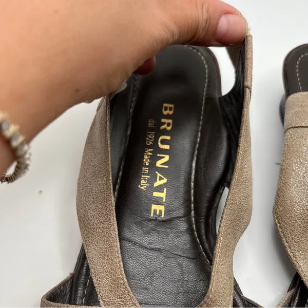 Brunate brown suede Sandals IT 37 US 7 Italian Designer Heels Dress VTG - Image 3