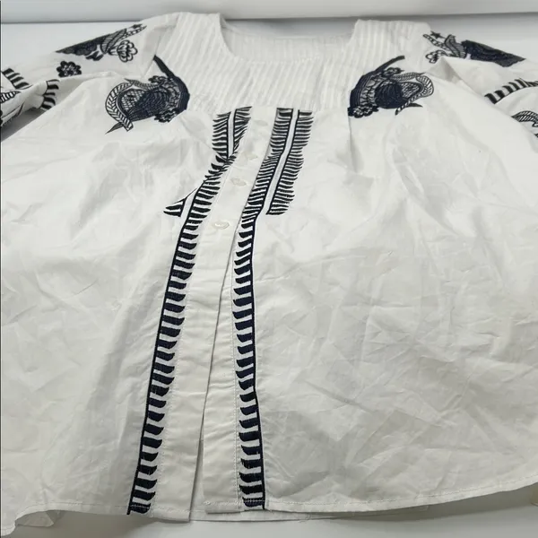 Embroidered White and Black Mini Dress - Image 11