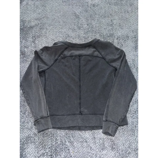 Lululemon Women's Loop Back Crew Pullover Cropped Sweatshirt Gray Size 6 - Image 4