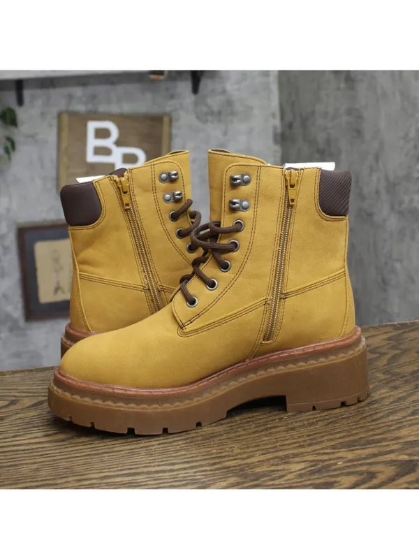 NEW Wild Fable Womens Lace Up Faux Suede Combat Boots Tan Brown 7M - Image 6