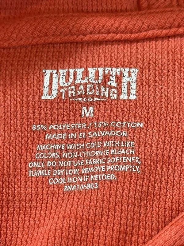Duluth Trading Orange Waffle Knit Thermal Hoodie Long Sleeve Pullover Women’s M - Image 5