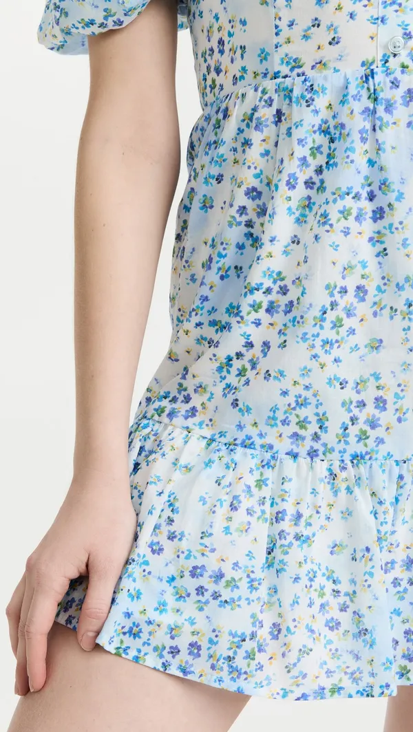 Revolve Blue Puff Sleeve Dress - Image 4