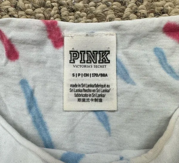 Womens PINK red white and blue cropped tshirt - Image 2