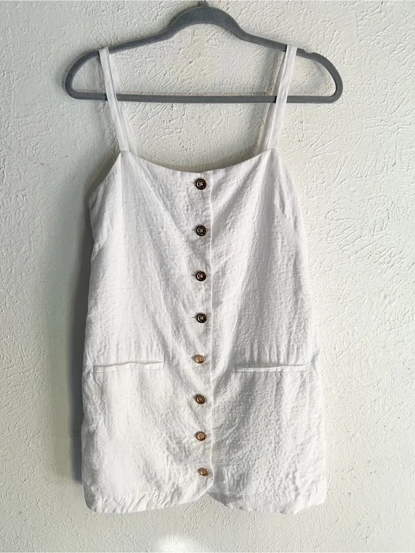 J.Crew Claudia White Linen Shift Mini Dress XS coastal quiet luxury - Image 2