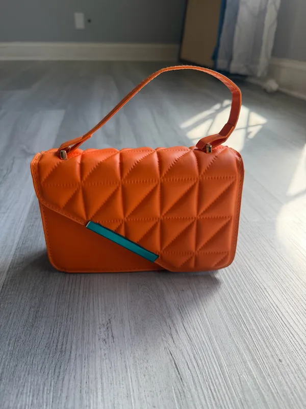 Modern Orange Padded Clutch/Shoulder Bag — NEW - Image 2