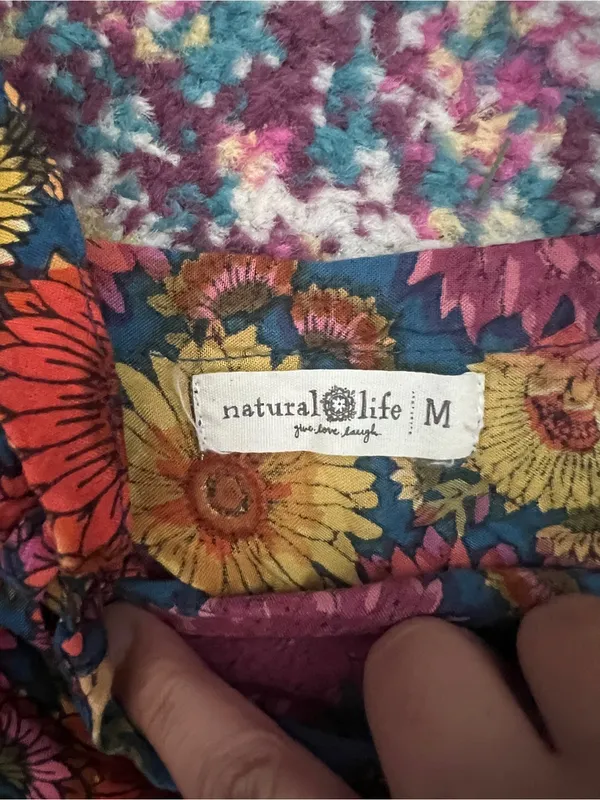 Natural Life Patti Tie-Front Maxi Dress Sunflower Floral Size M Bobo Hippie - Image 8