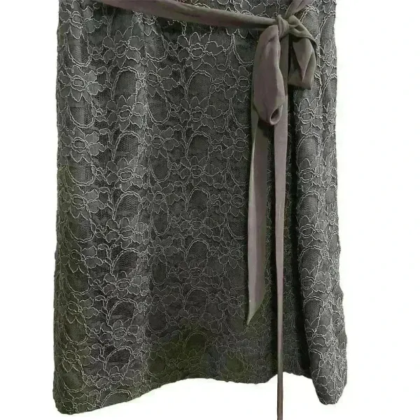 Mori‎ Lee Dark Gray Lace Evening Gown Size 10 Sleeveless V-Neck Short Dress - Image 4