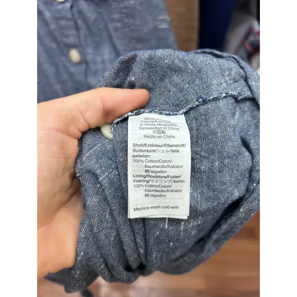 Madewell Blue Cotton Chambray Button Front Cross Back Apron Dress Size 4 - Image 4