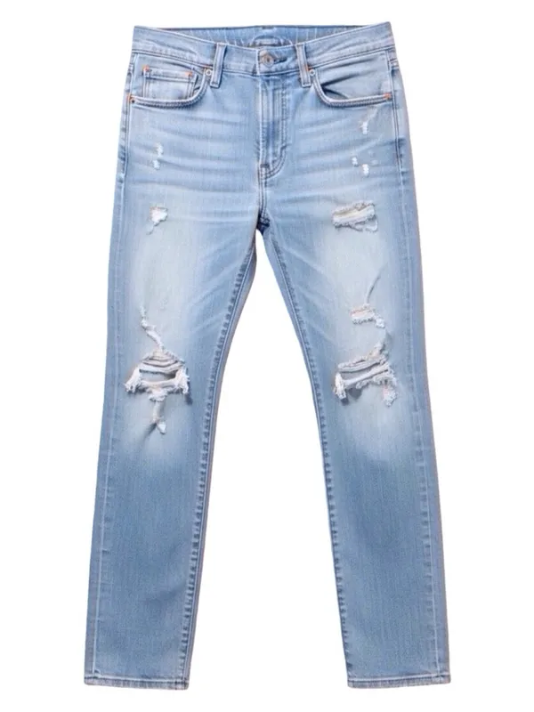 LEVI’S Light Wash Ripped Straight Leg Jeans - Blue - Image 4