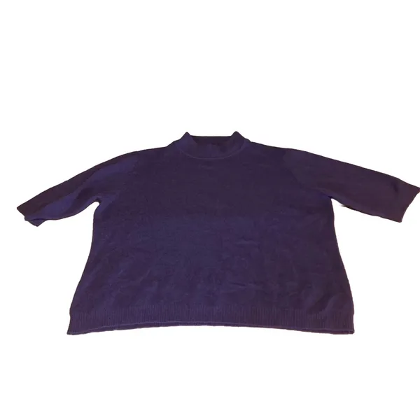 Grace Purple Cashmere Knit Mock Neck Short Sleeve Pull Over Sweater (Xl) - Image 7