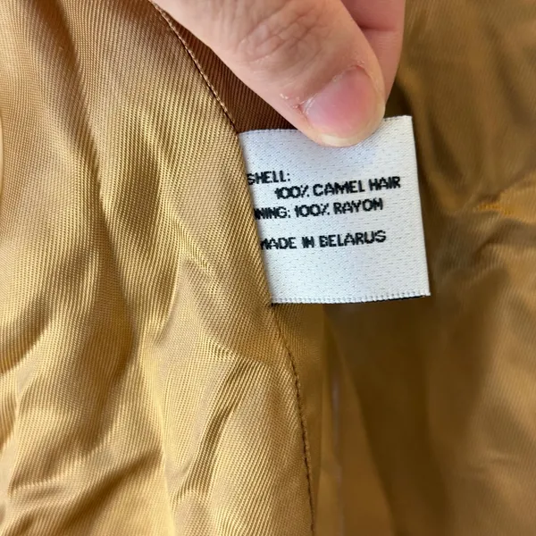 Vintage John Weitz Pure Camel Hair Double Breasted Pea Coat Women Size 8 Tan - Image 8