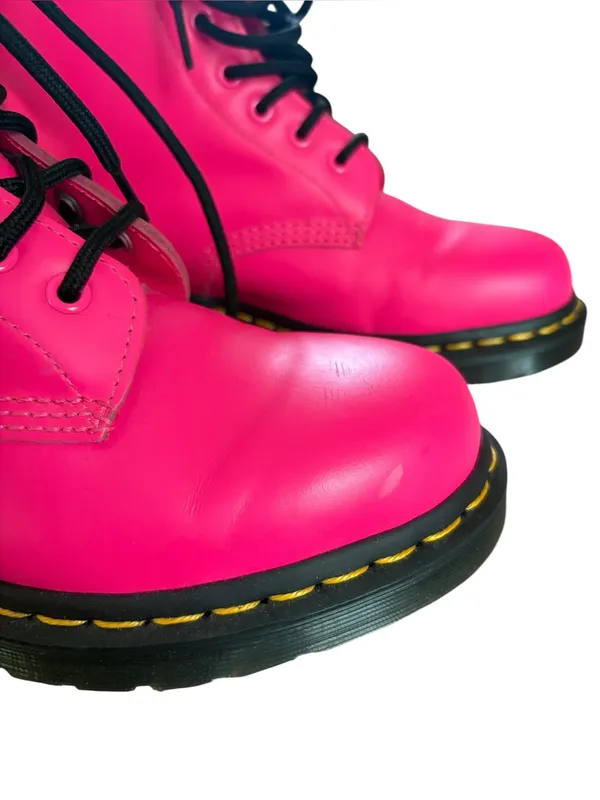 Dr. Martens 1460 Smooth Leather Lace Up Boots Womens Size 7 Hot Pink - Image 8