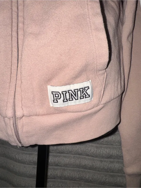 Victoria’s Secret PINK Y2K Light Pink Zip Hoodie L Fits S - Image 3