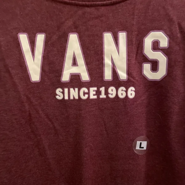 Vans Since 1966 Crewneck Sweatshirt Maroon Burgundy Women’s Large NEW NWOT - Image 2