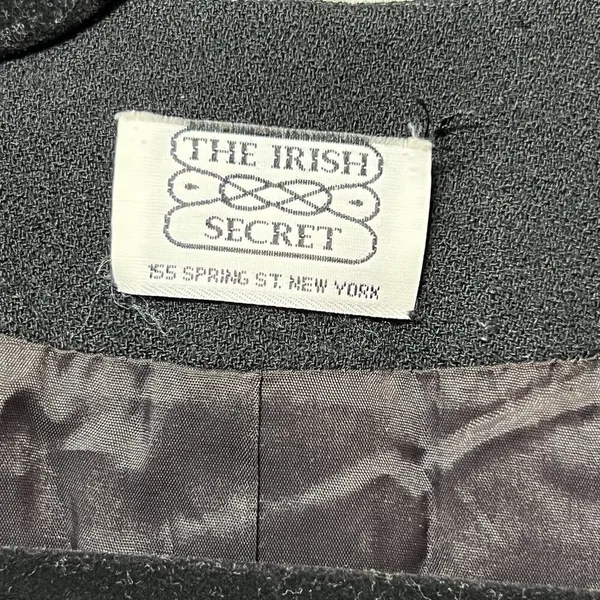 The Irish Secret Vintage Black 100% Pure Wool Double‎ Breasted Blazer Jacket 12 - Image 5