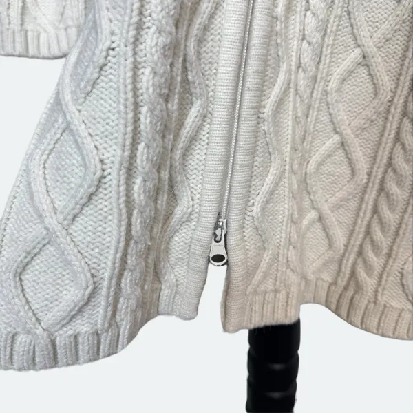 Vintage Cable Knit Longline Cardigan Jacket XL Wool Blend Zip Cottagecore Y2K - Image 5