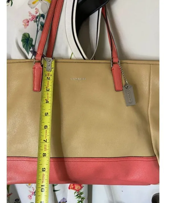 COACH Large Tan Orange Leather Tote/ Shoulder Bag - Image 6