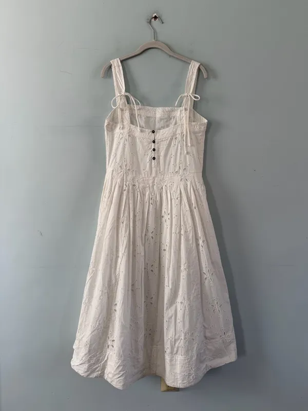 NWT Free People Primavera Eyelet Midi Dress White‎ Cotton Cottage Boho Sundress - Image 5