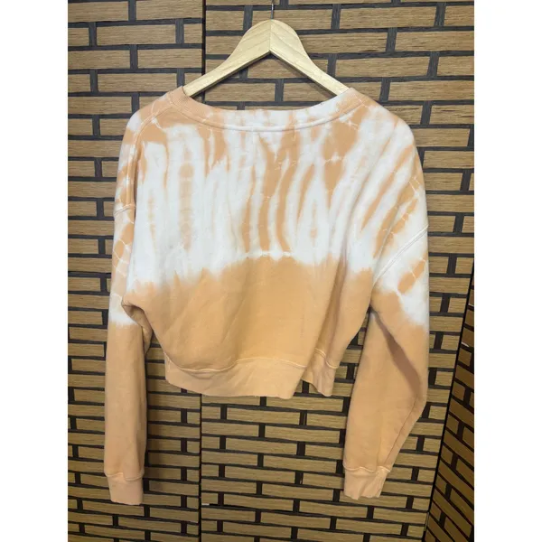 Wild Fox Tie Dye Peach And White‎ Cropped Sweatshirt Size Small - Image 2