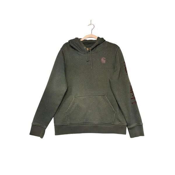 Carhartt Womens Relaxed Fit Logo Graphic Hoodie Olive Green 102791 G01 Size‎ L - Image 3