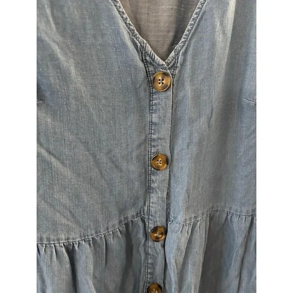 Casa Cabana Womens Chambray Dress XS Cowgirl Western Tiered Boho Long Sleeve - Image 2