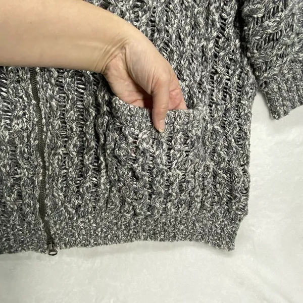 Free People Sweater Jacket Womens XS Oversized Hooded‎ Full Zip Open Knit boho - Image 2