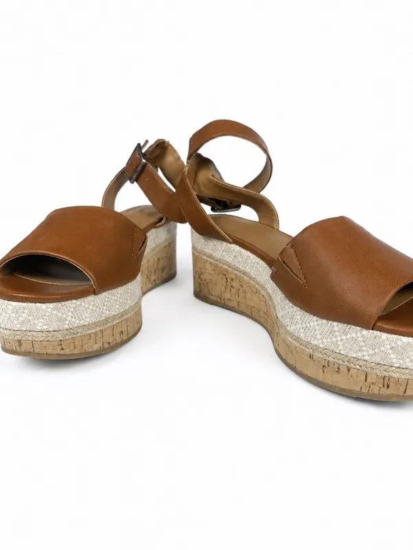 Universal Thread Womens Wedge Sandals 6.5 Brown Platform Espadrille Ankle Strap - Image 2