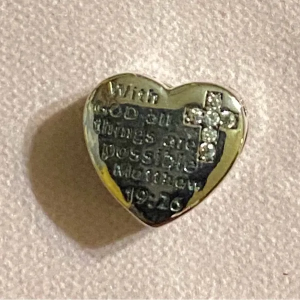Silver Heart Charm with Inspirational Message - Image 3