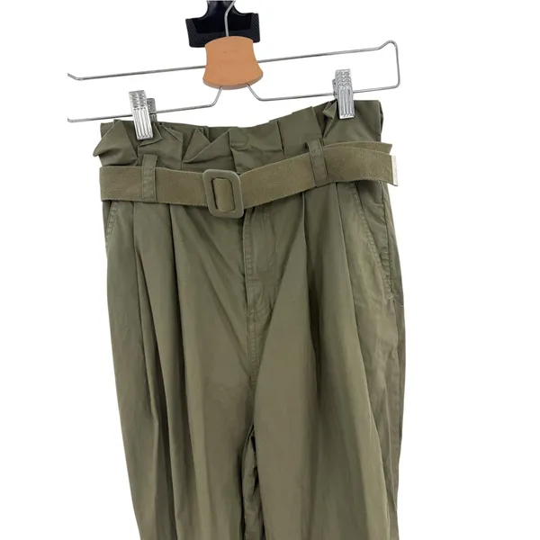 L'Academie The Virgil Pant Olive Green Paperbag Belted Utility Pants Size XS - Image 4