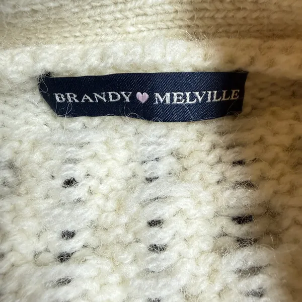 Brandy Melville Cardigan Sweater Fisherman One Size Cream Wool Blend Cable Knit - Image 2