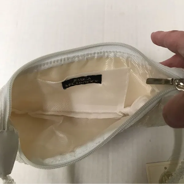 ‎Vintage Y2K Jessica McClintock white beaded sequined embroidered mini bag - Image 7