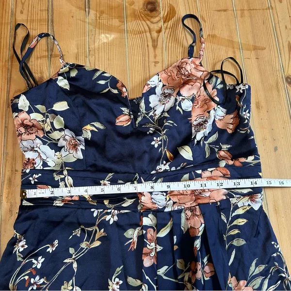 Lulus My Favorite Day Navy Blue Floral Print Tulip Skirt Midi Dress - Image 3