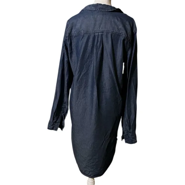 GAP Women’s Blue Chambray Button Detail Denim Shirt Dress Sz M - Image 6