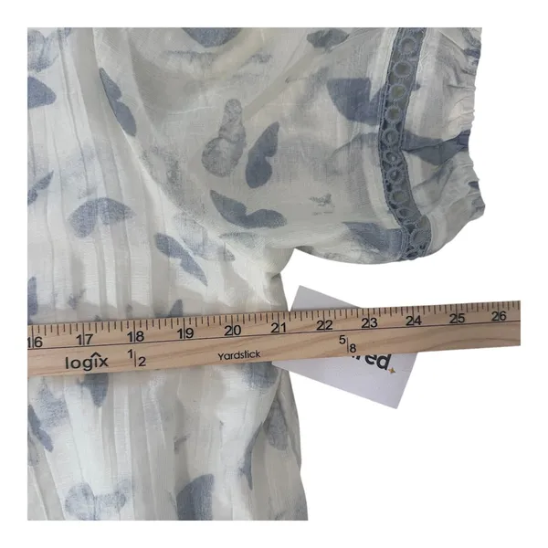 Kindred Size-L Dress White Blue Butterfly Knee Length Ruffle‎ - Image 5