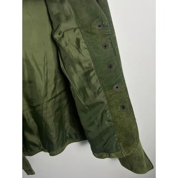VTG Live A Little Green Suede Leather Jacket Wm MD Boho Y2K 90 Punk Gilmore Girl - Image 9