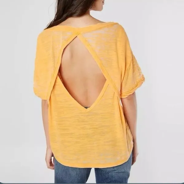 NWOT Free People Viola Oversized Slub Knit Cut Out Back T-Shirt we the free - Image 2