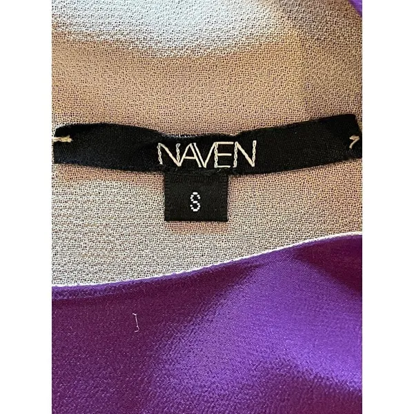 Naven Dress Women Small Purple Turquoise Silk Long Sleeve Cut Out Mini Revolve - Image 10