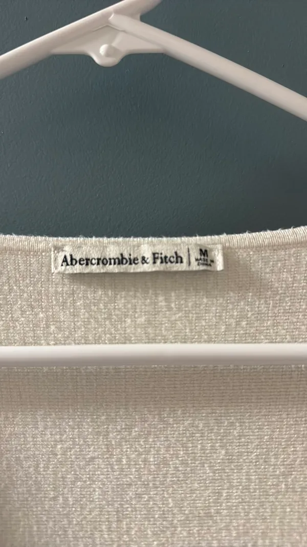 White Bodysuit Abercrombie Long Sleeve Ribbed - Image 7