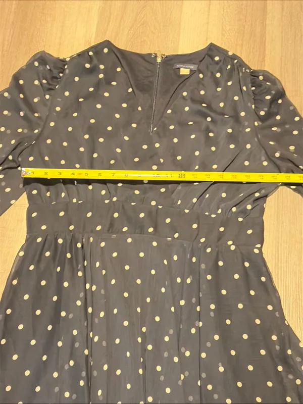 Tommy Hilfiger Women's Navy Polka Dot Long-Sleeve chiffon midi Dress size 14 - Image 7