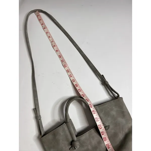 Anthropologie Crossbody Tote Bag Grey Gingham Lining Adjustable Strap Handbag - Image 8