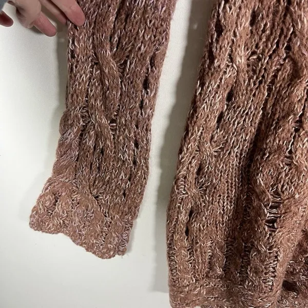 Free People Mauve Bell Long Sleeve‎ Knit Pullover Boat Neck Women Sweater Size L - Image 5