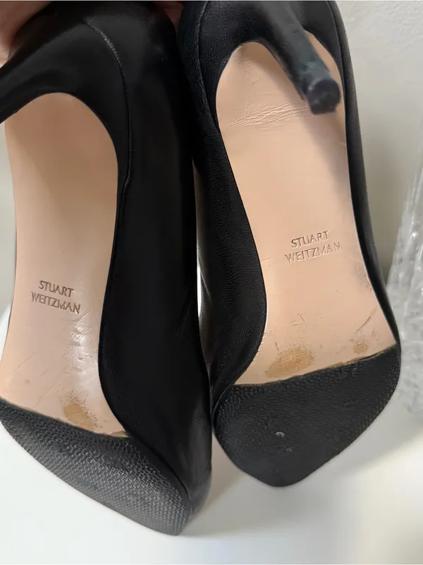 Stuart Weitzman Black Leather Closed Pointed Toe Heels power Pumps 6.5 - Image 5