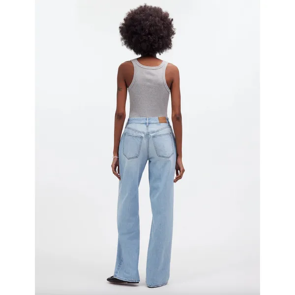Madewell Superwide Leg Jeans Cather Wash Button Front Blue High Rise US 26 NWT - Image 4