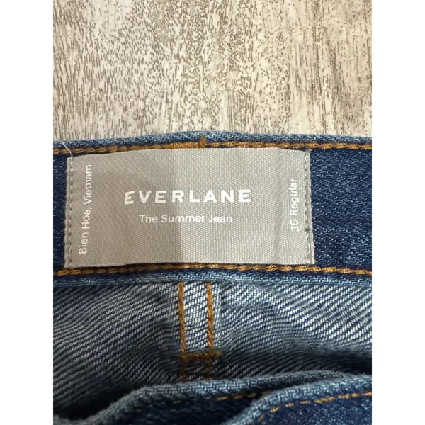 Everlane The Summer Jean High Rise Straight Distressed Organic Blue 30 Regular - Image 2