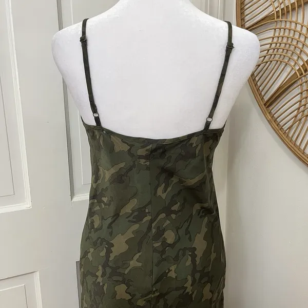 Wild Fable Slip Dress Forest Green Camo Midi S Lace Trim Grunge‎ Woodland Festival Y2K Boho - Image 4