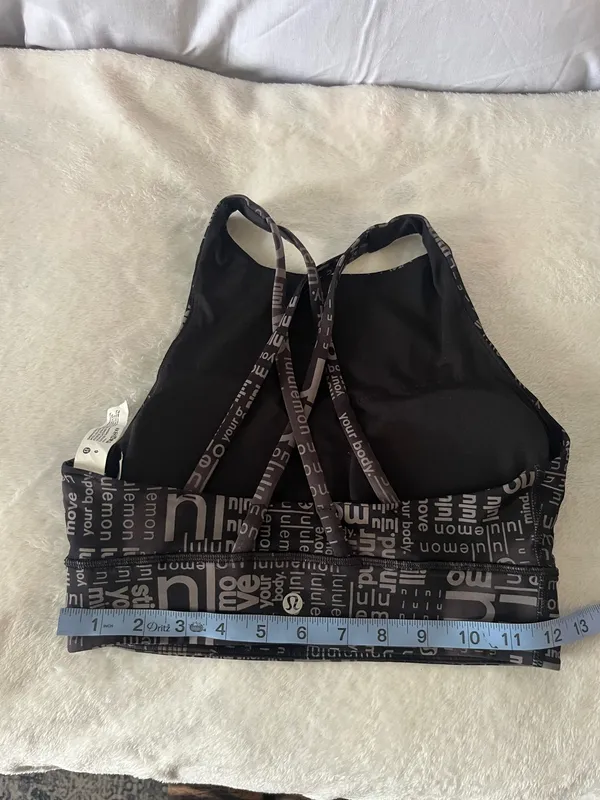 Lululemon Sport Bra Black/Grey Size 6 - Image 6