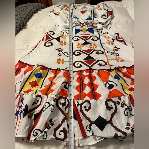 Aztec Patterned White Maxi Dress - Image 14