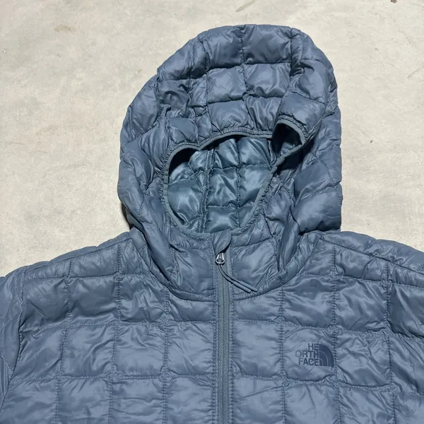 The North Face ThermoBall Hooded Puffer Jacket Women's XL Blue Insulated Coat - Image 2