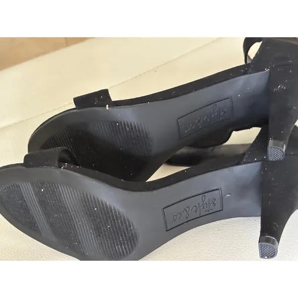 Style & Co Paycee Black Faux Suede‎ Kitten Heel Ankle Strap Sandals Womens 5M - Image 4