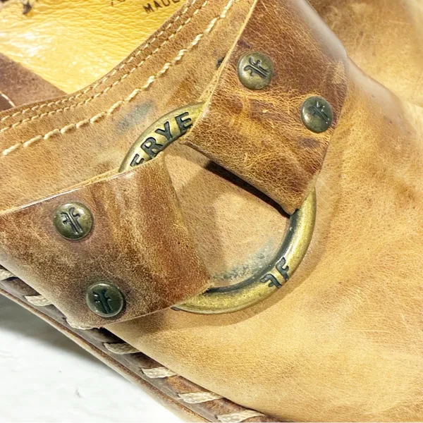 Frye Women’s Charlotte Ring Brown‎ Distressed Heeled Clogs Mule Shoes Size 8 - Image 4